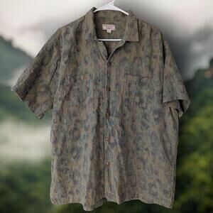 Wallace & Barnes J. Crew Short Sleeve Camp Collar Cheetah Camo XL Casual  Shirt